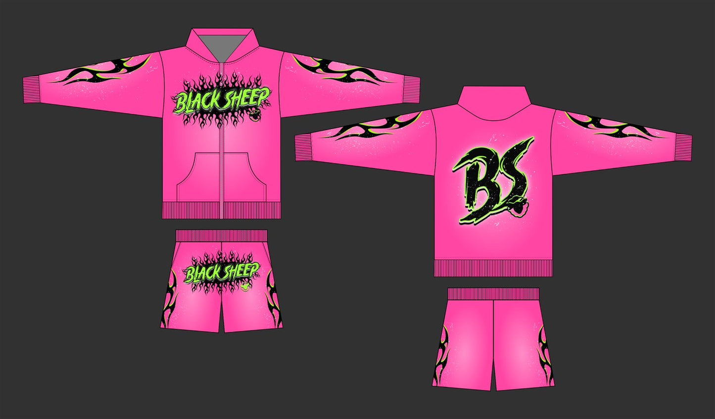 Black Sheep Hoodie and Short (Hot Pink)