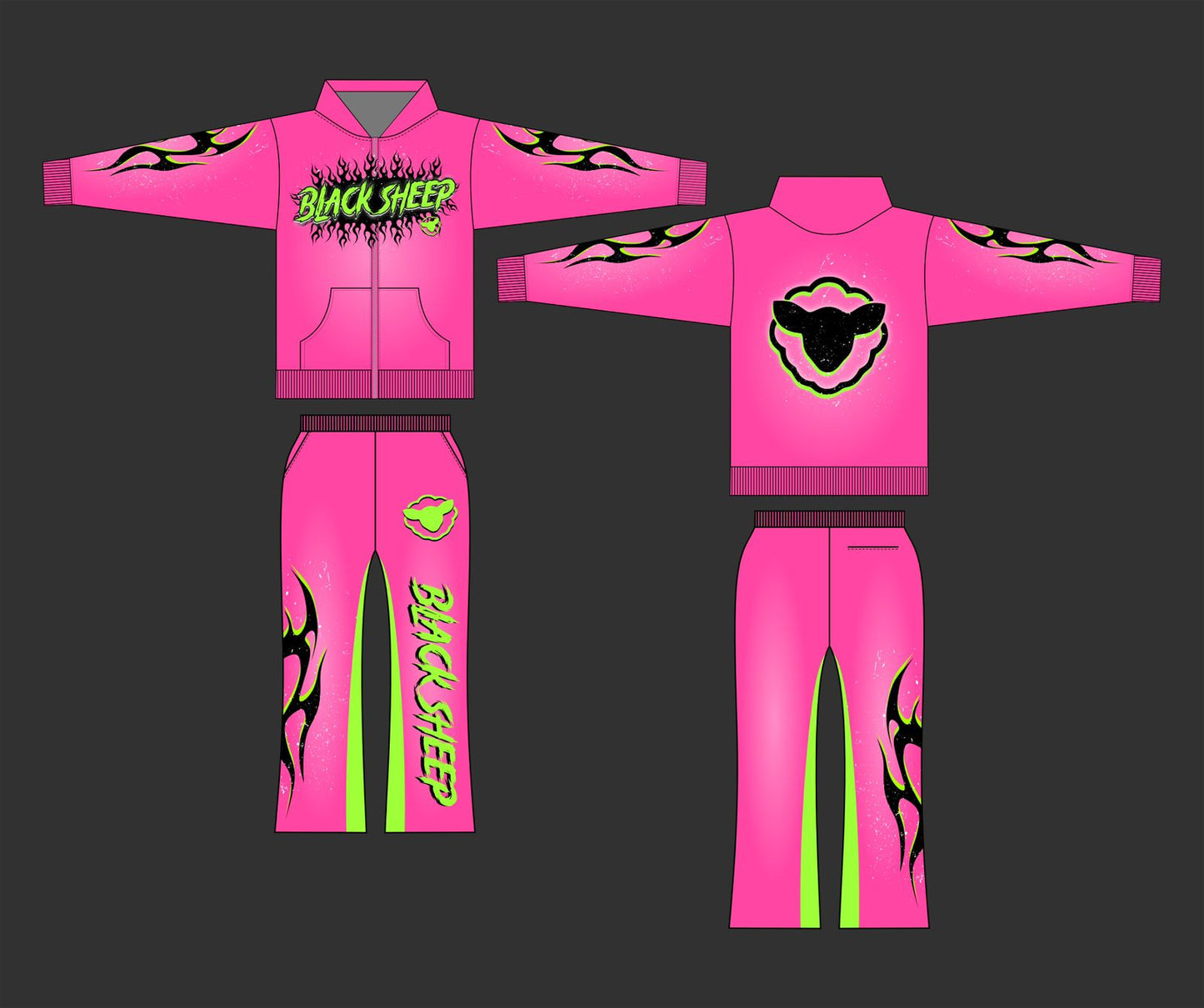 Black Sheep Hoodie and Pant (Hot Pink)