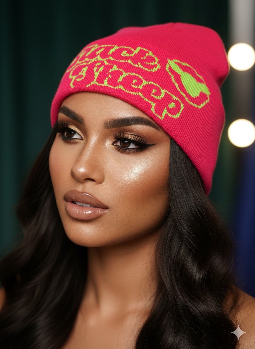 Black Sheep (Pink and Green) Beanie