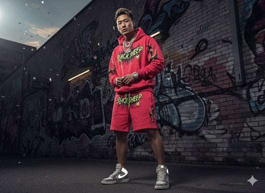 Black Sheep Hoodie and Short (Hot Pink)