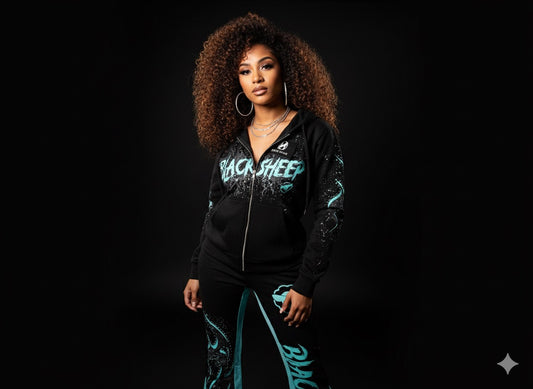 Black Sheep Hoodie (Black and Turquoise)